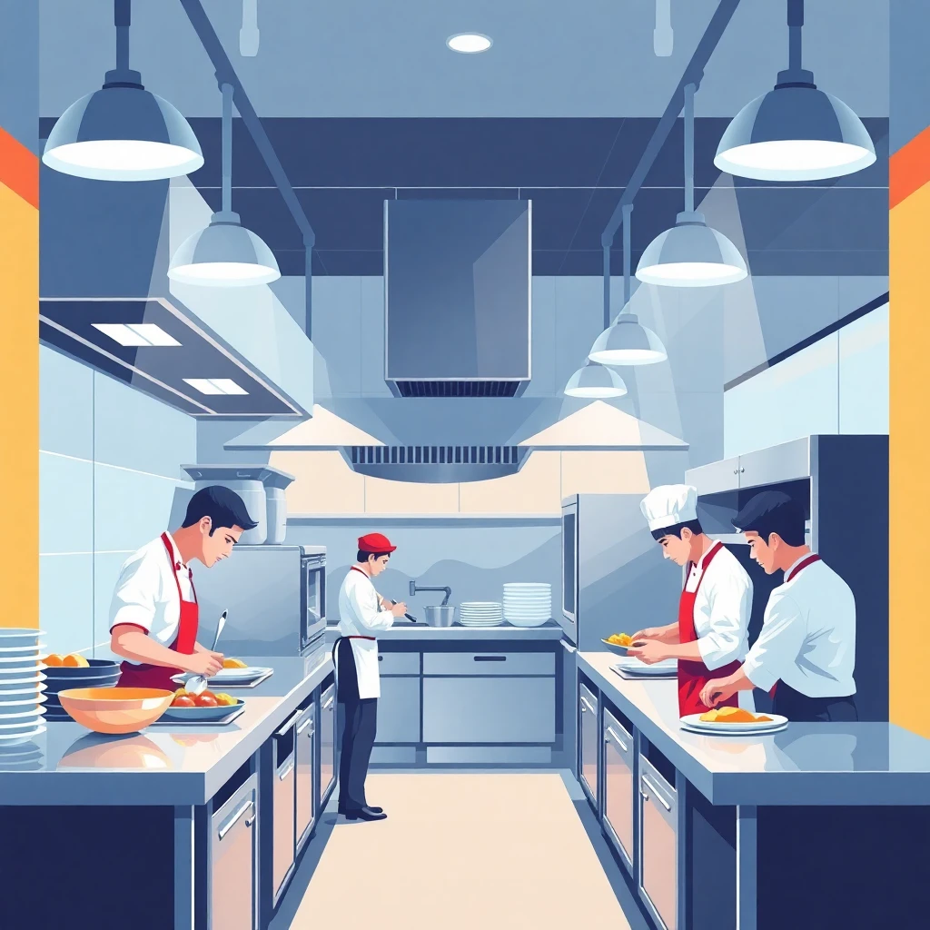 Busy restaurant kitchen